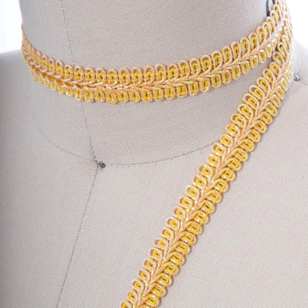 2 Yards 5/8 Inch Iridescent Yellow Gold French Upholstery Gimp Trim for Victorian Decor